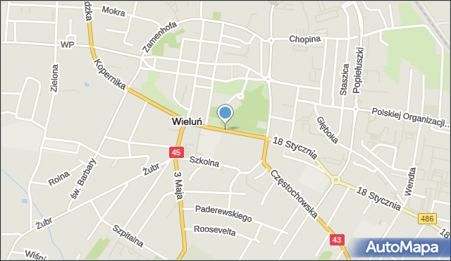 Wieluń, Piłsudskiego Józefa, marsz., mapa Wieluń