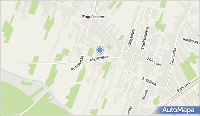 Zagościniec gmina Wołomin, Piastowska, mapa Zagościniec gmina Wołomin