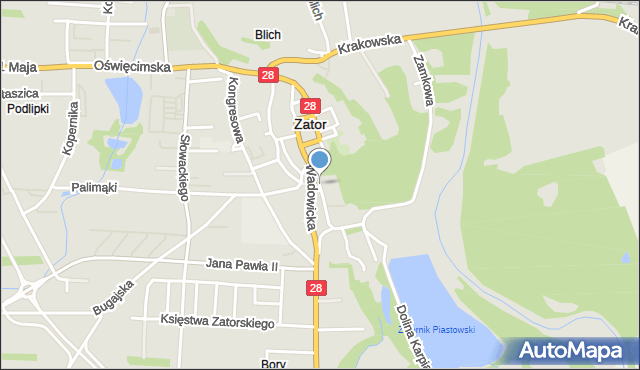 Zator powiat oświęcimski, Piastowska, mapa Zator powiat oświęcimski