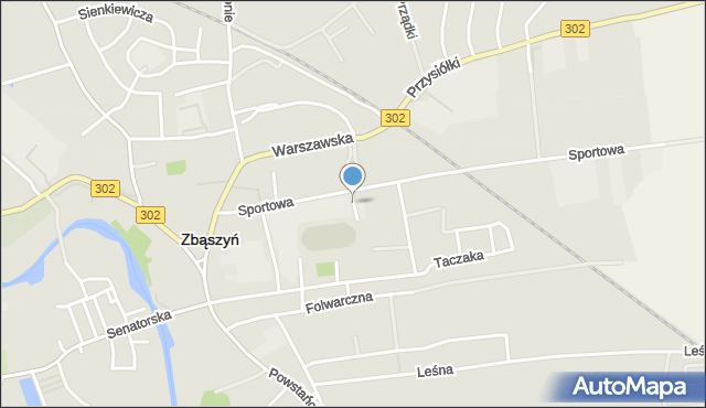 Zbąszyń, Piłkarska, mapa Zbąszyń