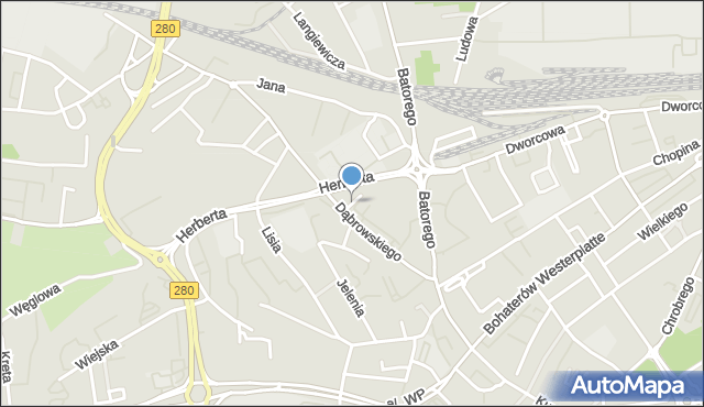 Zielona Góra, Piesza, mapa Zielona Góra