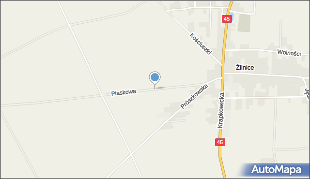 Źlinice, Piaskowa, mapa Źlinice