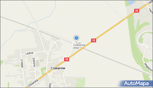 Czekanów gmina Zbrosławice, PKP, mapa Czekanów gmina Zbrosławice