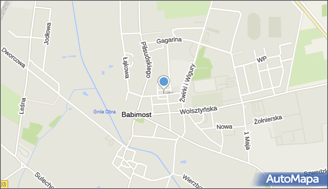 Babimost, Plac Kopernika Mikołaja, mapa Babimost