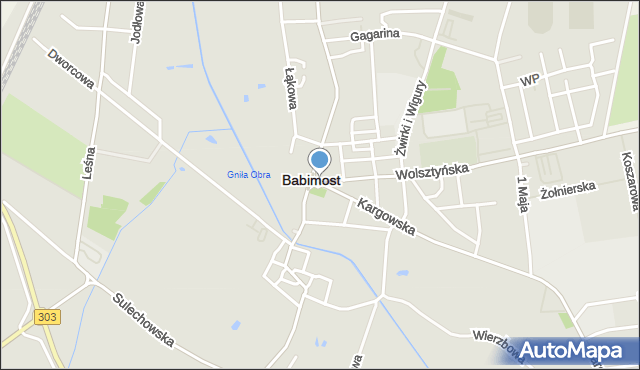 Babimost, Plac Powstańców Wielkopolskich, mapa Babimost