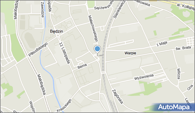 Będzin, Plac Kolei Warszawsko-Wiedeńskiej, mapa Będzin