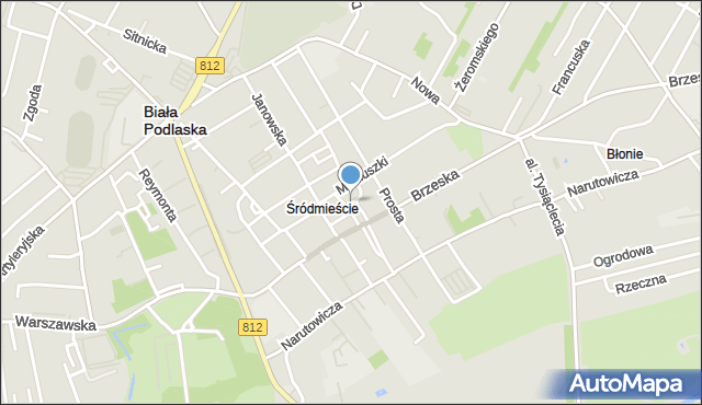 Biała Podlaska, Plac Szkolny Dwór, mapa Białej Podlaskiej