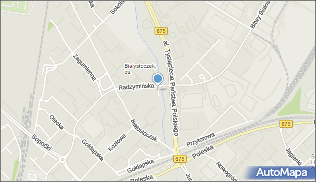Białystok, Plac Sopoćki Michała, bł. ks., mapa Białegostoku