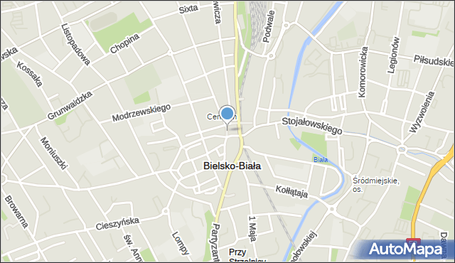 Bielsko-Biała, Plac Króla Bolesława Chrobrego, mapa Bielsko-Białej