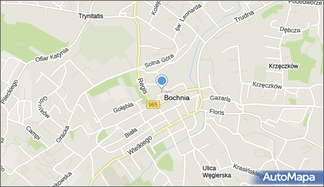 Bochnia, Plac Okulickiego-Niedźwiadka Leopolda, gen., mapa Bochni