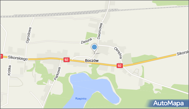 Boczów gmina Torzym, Plac Konstytucji, mapa Boczów gmina Torzym
