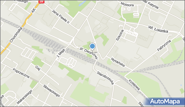 Brzeg, Plac Dworcowy, mapa Brzeg
