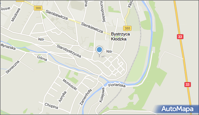 Bystrzyca Kłodzka, Plac Skłodowskiej-Curie Marii, mapa Bystrzyca Kłodzka