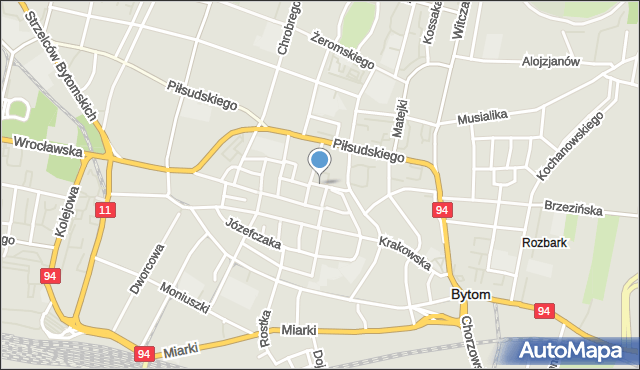 Bytom, Plac Grunwaldzki, mapa Bytomia