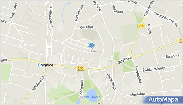 Chojnice, Plac Kościelny, mapa Chojnic