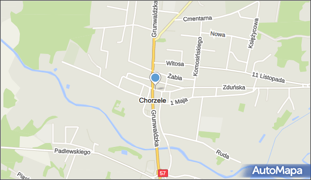 Chorzele powiat przasnyski, Plac Kościuszki Tadeusza, gen., mapa Chorzele powiat przasnyski