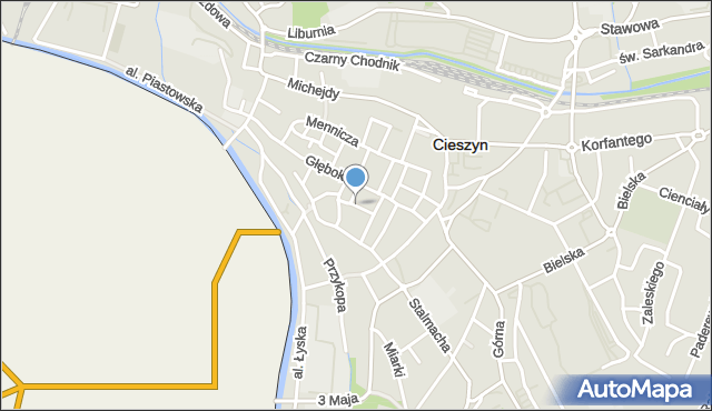 Cieszyn, Plac Dominikański, mapa Cieszyna