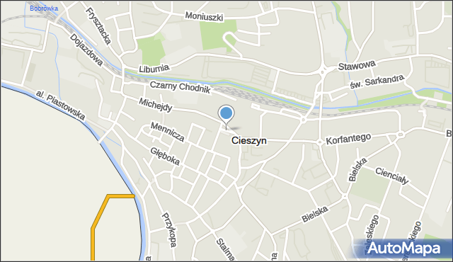 Cieszyn, Plac Londzina Józefa, ks., mapa Cieszyna