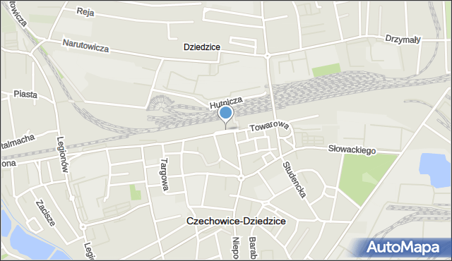 Czechowice-Dziedzice, Plac Wolności, mapa Czechowic-Dziedzic