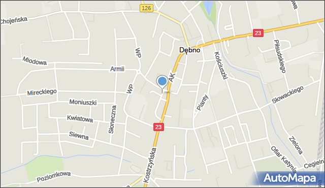 Dębno powiat myśliborski, Plac Zwycięstwa, mapa Dębno powiat myśliborski