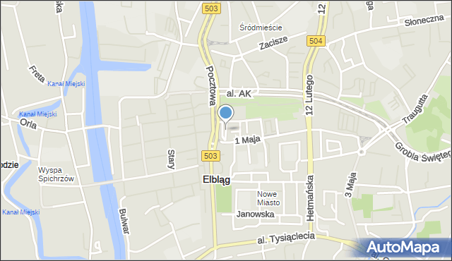 Elbląg, Plac Słowiański, mapa Elbląga