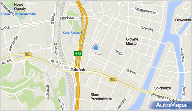 Gdańsk, Plac Polaka Tadeusza, mapa Gdańska