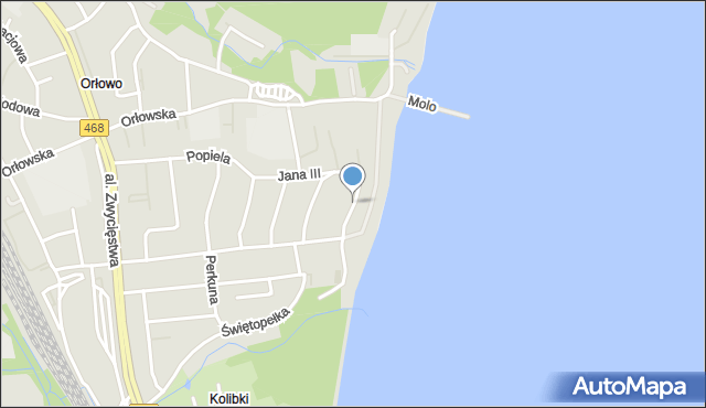 Gdynia, Plażowa, mapa Gdyni