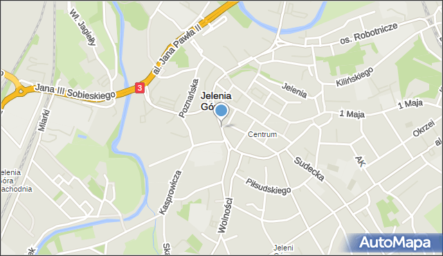 Jelenia Góra, Plac Wyszyńskiego Stefana, ks. kard., mapa Jelenia Góra