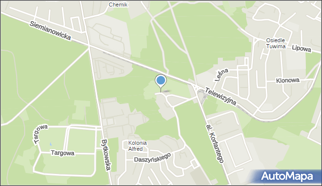 Katowice, Plac Lasek Alfreda, mapa Katowic