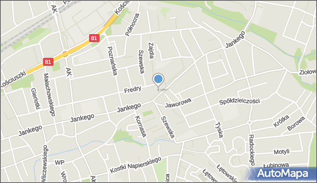 Katowice, Plac Limańskiego Filipa, mapa Katowic