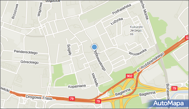 Katowice, Plac o. Józefa Nieborowskiego, mapa Katowic