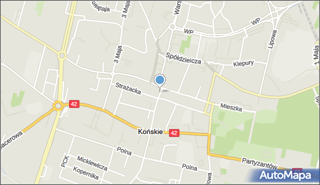 Końskie, Plac Kościuszki Tadeusza, gen., mapa Końskie