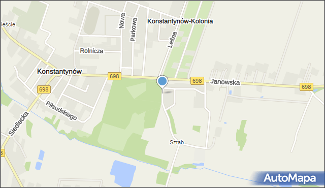 Konstantynów powiat bialski, Platera Stanisława, mapa Konstantynów powiat bialski