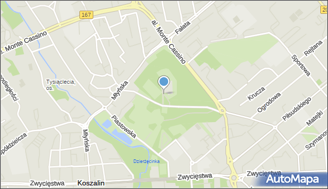 Koszalin, Plac Polonii, mapa Koszalina