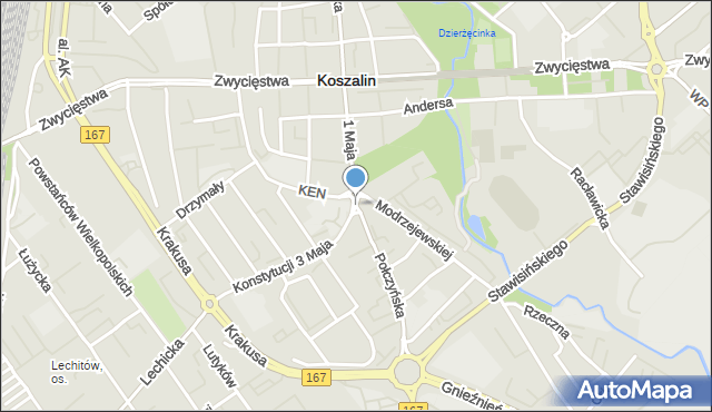 Koszalin, Plac Gwiaździsty, mapa Koszalina