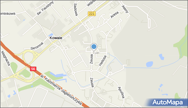 Kowale gmina Kolbudy, Plac Afrodyty, mapa Kowale gmina Kolbudy