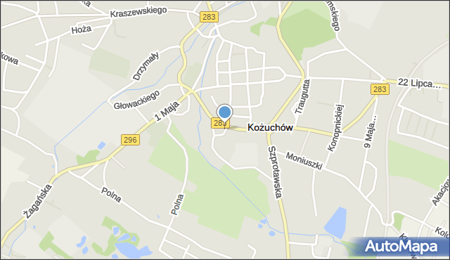 Kożuchów powiat nowosolski, Plac Ewangelicki, mapa Kożuchów powiat nowosolski