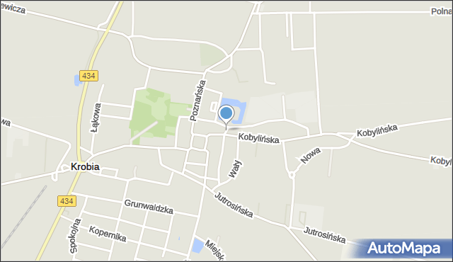 Krobia powiat gostyński, Plac Kościuszki Tadeusza, gen., mapa Krobia powiat gostyński