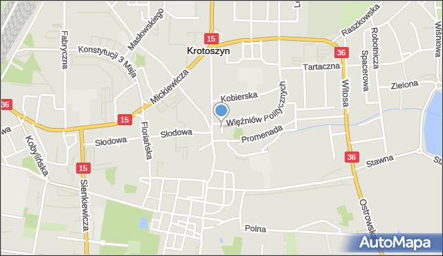 Krotoszyn, Plac Wyszyńskiego Stefana, ks. kard., mapa Krotoszyna
