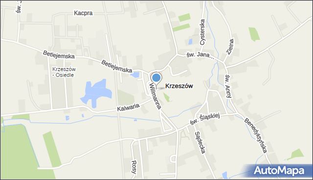 Krzeszów gmina Kamienna Góra, Plac Jana Pawła II, mapa Krzeszów gmina Kamienna Góra