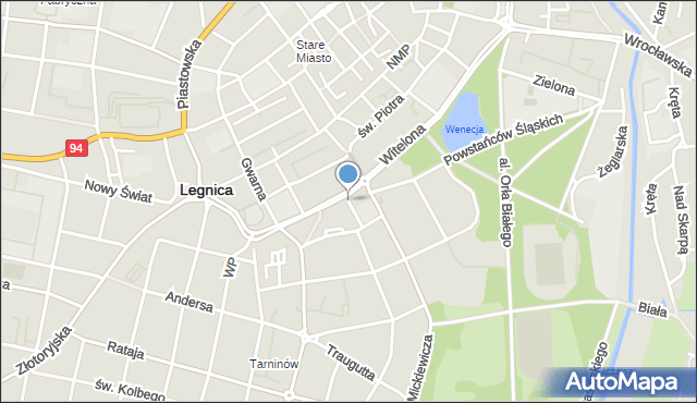 Legnica, Plac Słowiański, mapa Legnicy