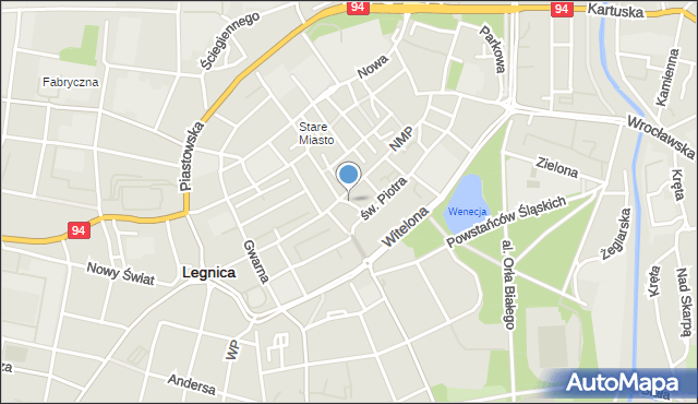 Legnica, Plac Powstańców Wielkopolskich, mapa Legnicy