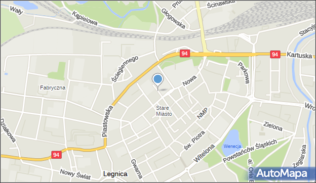 Legnica, Plac Warzywny, mapa Legnicy