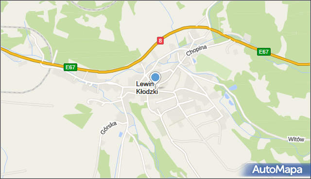 Lewin Kłodzki, Plac Kościuszki Tadeusza, gen., mapa Lewin Kłodzki