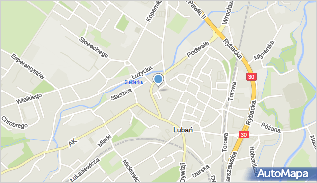 Lubań, Plac Strażacki, mapa Lubań