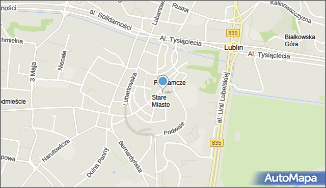 Lublin, Plac Po Farze, mapa Lublina