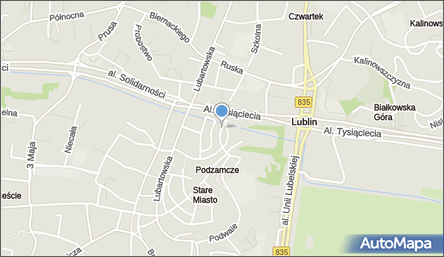 Lublin, Plac Zamkowy, mapa Lublina