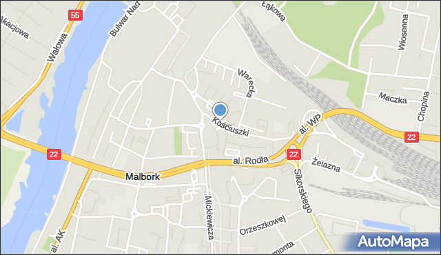 Malbork, Plac Kazimierza Jagiellończyka, mapa Malborka