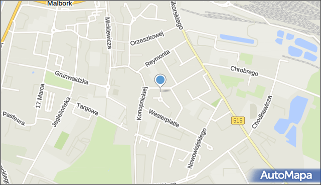 Malbork, Plac Wyspiańskiego Stanisława, mapa Malborka