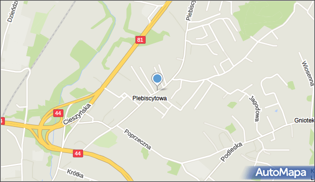 Mikołów, Plebiscytowa, mapa Mikołów